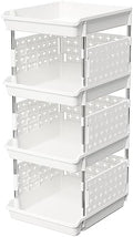 Lifewit Plastic Stackable Storage Baskets, 4 Tier Stacking Bins by Lifewit