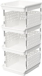 Lifewit Plastic Stackable Storage Baskets, 4 Tier Stacking Bins by Lifewit