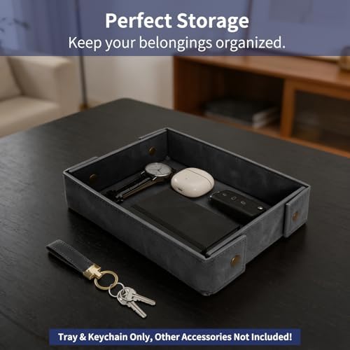 SITHON Valet Tray for Men Premium PU Leather Catchall Tray - Image 3