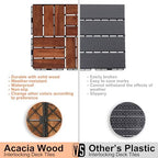 30 PCS Interlocking Deck Tiles, Solid Wood Patio Flooring Outdoor Waterproof - Image 3