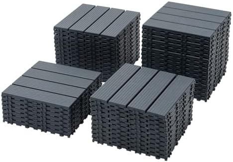Plastic Interlocking Deck Tiles, 12 x 12 '' PP Resin, Non-Slip Drainage Holes - Image 3