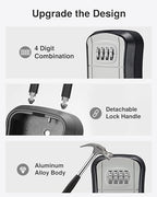 Puroma Key Lock Box Outdoor 4 Digit Code Combination Lockbox House, 8 Gray - Image 4