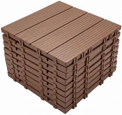 44 Pack Plastic Interlocking Deck Tiles, 12 x 12 Inch Waterproof Outdoor Floor by Unknown