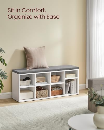 VASAGLE Shoe Bench with Cushion, 8 Compartments, 4 Adjustable Shelves - Image 7