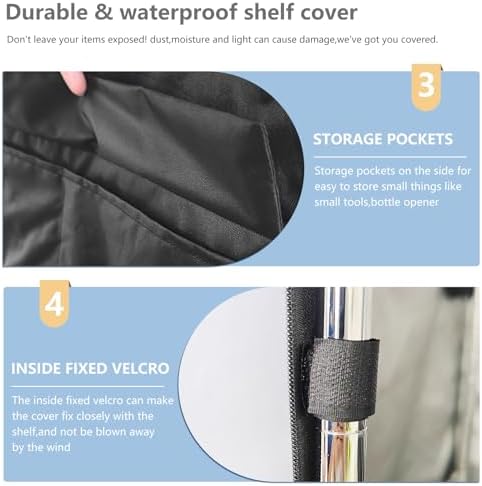 Wire Rack Covers, Heavy Duty 600D Dustproof Waterproof Storage Rack Covers - Image 7