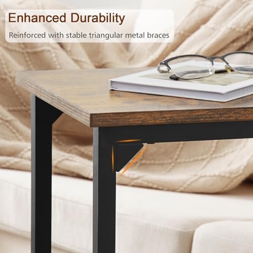 AMHANCIBLE C Shaped End Table, Slide Under Couch Table - Image 5