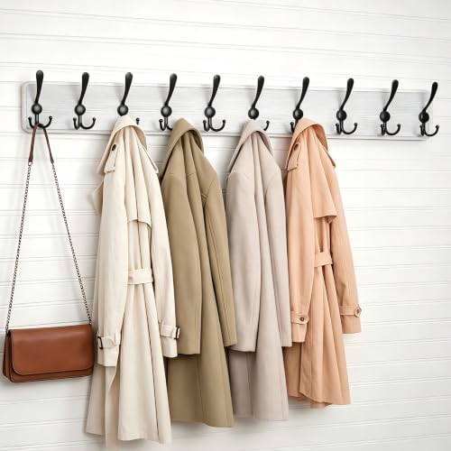 WEBI Coat Rack Wall Mounted, 38 9/16" Long, 10 Hooks, Wood Coat Hooks Wall - Image 2