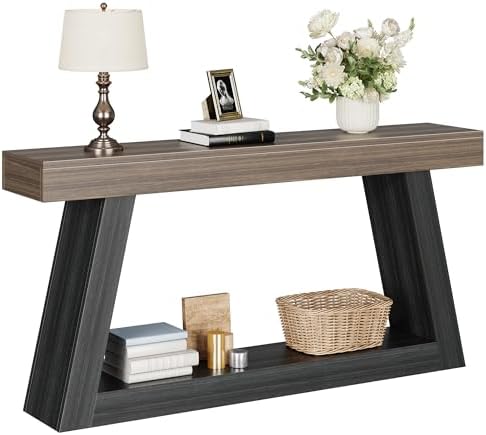 63” 2‑Tier Farmhouse Console Table, Entryway Hallway Sofa Display by LIKEMET