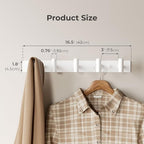 White Wall Mounted Coat Rack – 5 T-Shaped Hooks on 16.5" Rail - Image 2