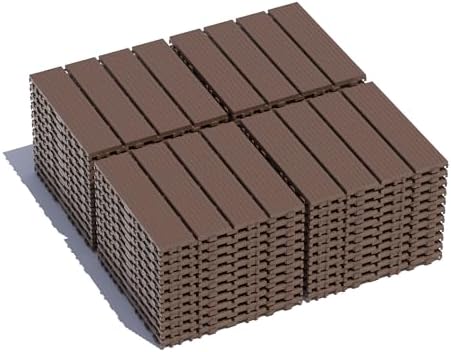 44‑Pack 12"x12"x0.75" Interlocking Deck Tiles – Waterproof PP Resin Patio by HCIOANHomecabinetseries