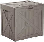 PatioZen 32 Gallon Resin Deck Box, Lockable Outdoor Storage Box by OutdoorLivingPerfected