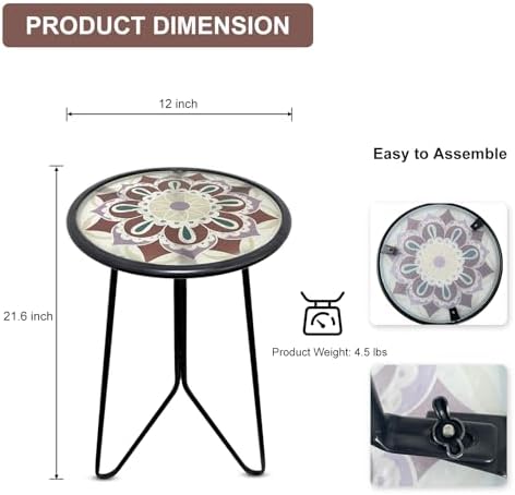 LIFFY Outdoor Side Table, Indoor Round Home Decor End Table & Accent Table - Image 3