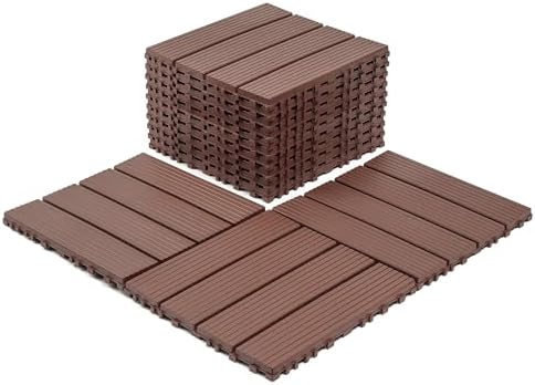 Plastic Interlocking Deck Tiles, 44 Pack, Non-Slip Patio Floor Decking Tiles by Unknown
