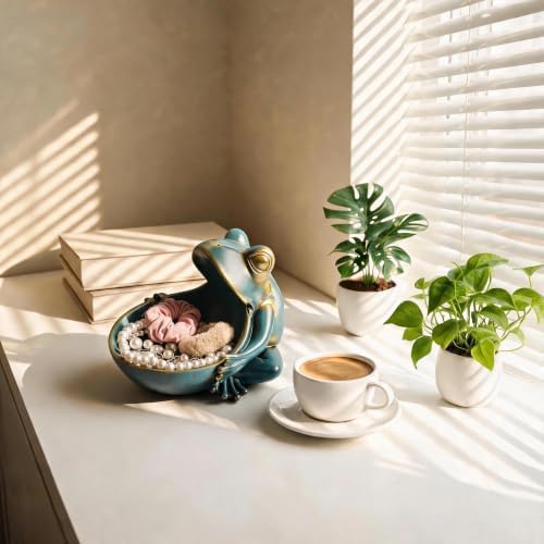 Blue Frog Figurine Catchall Tray Desk Organizer - Image 4