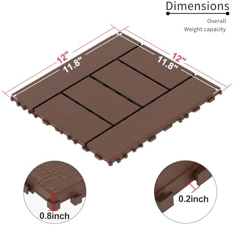 44-Pack Interlocking PP Deck Tiles, All-Weather Anti-Slip Patio Tiles - Image 2