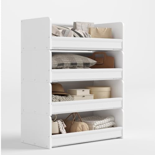 FOUCSSOMEI Closet Organizer and Storage, 4 Tier Stackable Storage Organizer by FOUCSSOMEI