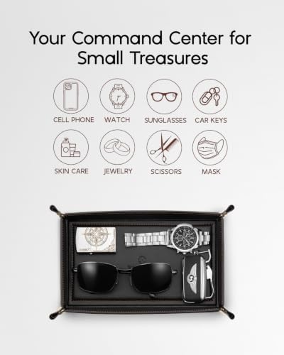 VLANDO Valet Tray for Men, Foldable PU Leather Catchall Tray - Image 2