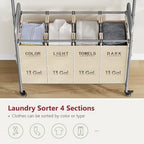 Tajsoon Laundry Hamper with Hanging Rack, Laundry Sorter 4 Sections - Image 4