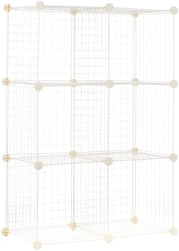 Amazon Basics 6 Cube Wire Grid Storage Organizer, Stackable Storage Cubes by AmazonBasics