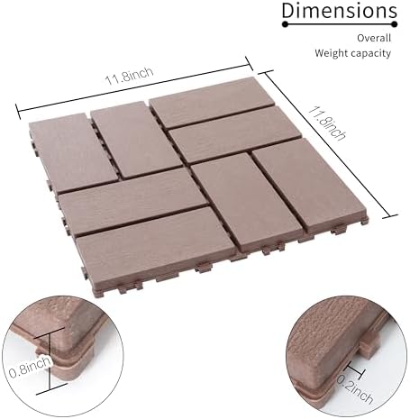 Plastic Interlocking Deck Tiles, 44 Pack Patio Deck Tiles, Patio Floor Decking - Image 3