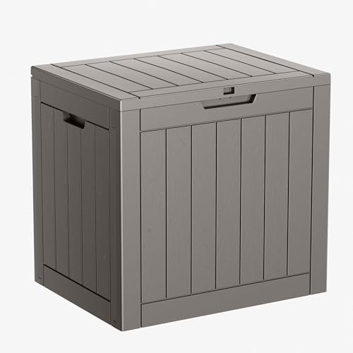 PatioZen 31 Gallon Resin Deck Box, Lockable Patio Outdoor Storage Box by OutdoorLivingPerfected