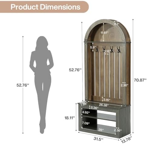 Tribesigns 70.87" Arched Hall Tree - Image 2