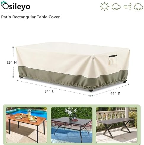 84 Inch Rectangular/Oval Patio Table Cover, Heavy Duty Waterproof Outdoor - Image 2