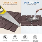 Goovilla Plastic Interlocking Deck Tiles, 36 Pack 12"x12", Dark Brown - Image 4