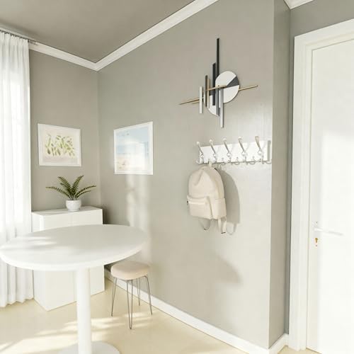 SKOLOO Creations White Solid Wood Wall Mounted Coat Rack, 5 Hooks, 16-7/8" Long - Image 4