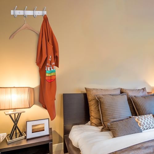White Coat Rack Wall Mount – 12 Inch Stainless Steel Hook Rail - Image 5