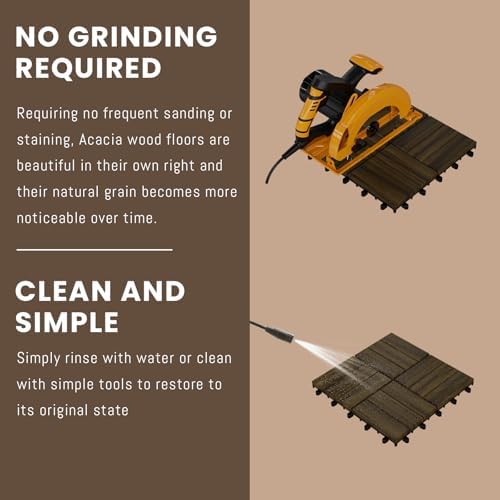 Solid Acacia Wood Interlocking Deck Tiles Snap Together Floor - Image 6
