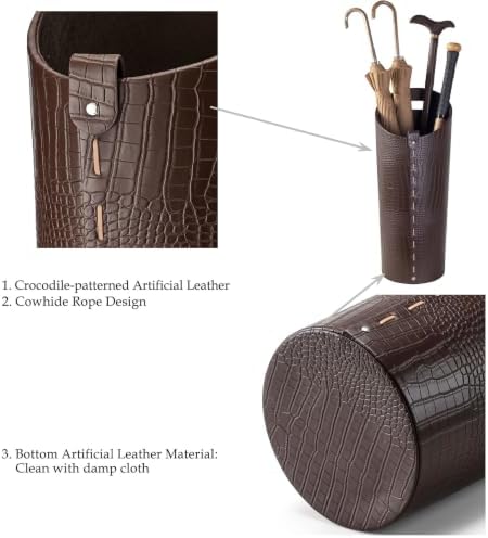Faux Leather Umbrella Holder Indoor Umbrella Stand Rack - Image 4