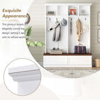 4-in-1 Hall Tree with Storage Bench Shoe Organizer/ Shelves - Image 6