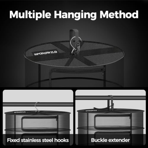 24" Diameter 6 Layer Herb Drying Rack Foldable C-Shaped Zipper - Image 6
