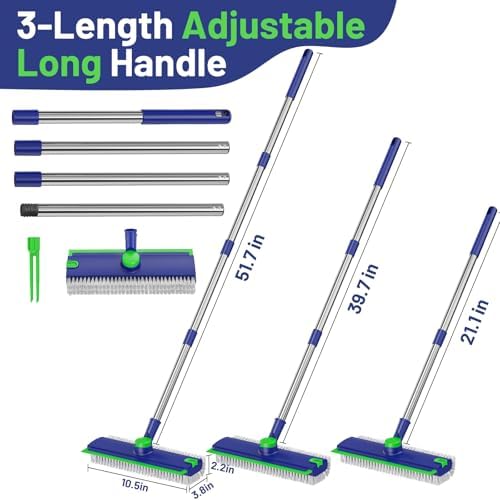 Floor Scrub Brush with Long Handle & Squeegee - Image 6