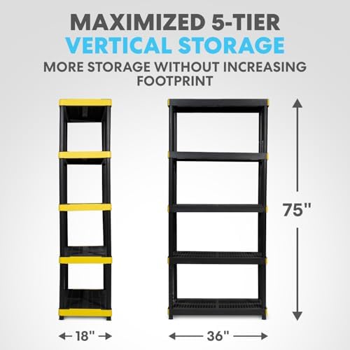 Simpli-Magic 5-Tier Heavy Duty Plastic Storage Shelving Unit, Garage & Basement - Image 2