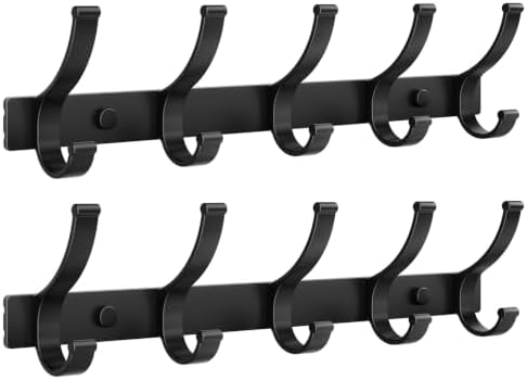 Optish 2 Pack Coat Rack Wall Mount, Heavy Duty Coat Hooks by Optish