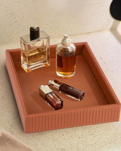HofferRuffer Faux Leather Vanity Tray, Elegant Desktop Storage Organizer - Image 6