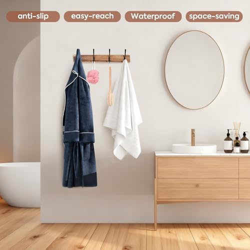 Yangbaga Coat Rack Wall Mount, Acacia Wood Coat Hooks Wall Mount, Hat Rack Wall - Image 5
