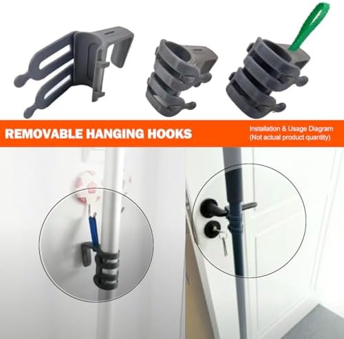 Broom and Mop Organizer for Cleaning Cart Wall Hanging Broom Holder - Image 2
