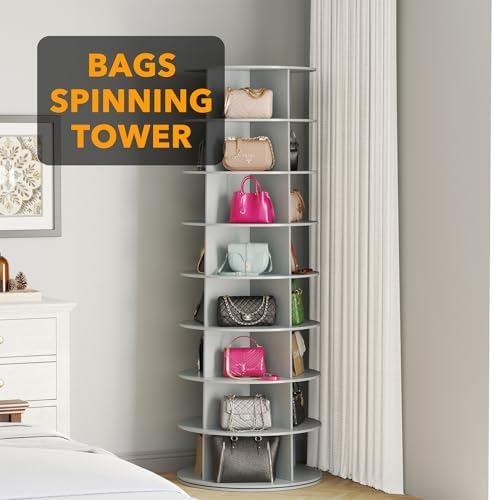 SpaceAid 8 Tier Rotating Shoe Rack Tower, Spinning Shoe Display Lazy Susan - Image 5