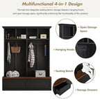 LUMISOL 4-in-1 Hall Tree with Bench and Shoe Storage - Image 4