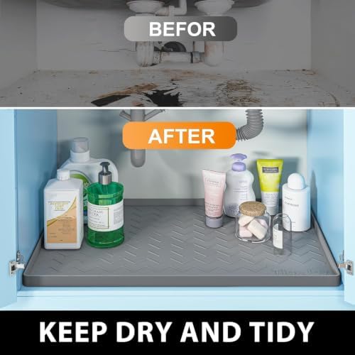 TigeJoy Under Sink Mats for Kitchen Waterproof 28" x 22", Cabinet Liner - Image 4
