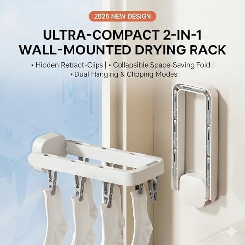 Wall Mounted Drying Rack with 7 Hidden Clips - Image 7