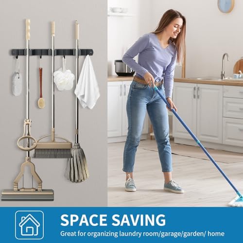 JAMEND CLXP Broom Hanger and Mop Holder, Heavy Duty Garden Tool Organizer Rack - Image 4