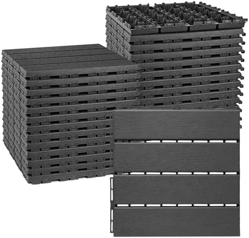 ToLanbbt Plastic Interlocking Deck Tiles 27 Pack 12"x12" Waterproof Indoor by ToLanbbt