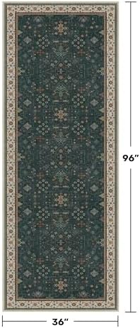 Dark Green 3x8 Wide Hallway Runner Rug - Image 2