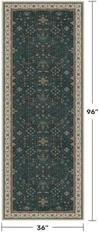 Dark Green 3x8 Wide Hallway Runner Rug - Image 2