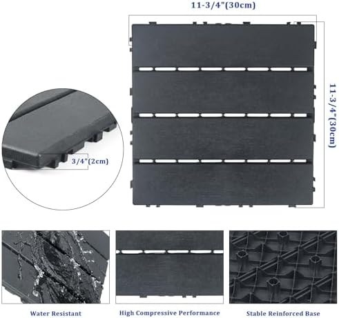 Plastic Interlocking Deck Tiles 27 Pack 12"x12" | Non-Slip Tool-Free Waterproof - Image 2