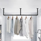 Industrial Iron Pipe Clothes Hanging Bar DIY Wall-Mounted Garment Rack Heavy - Image 7